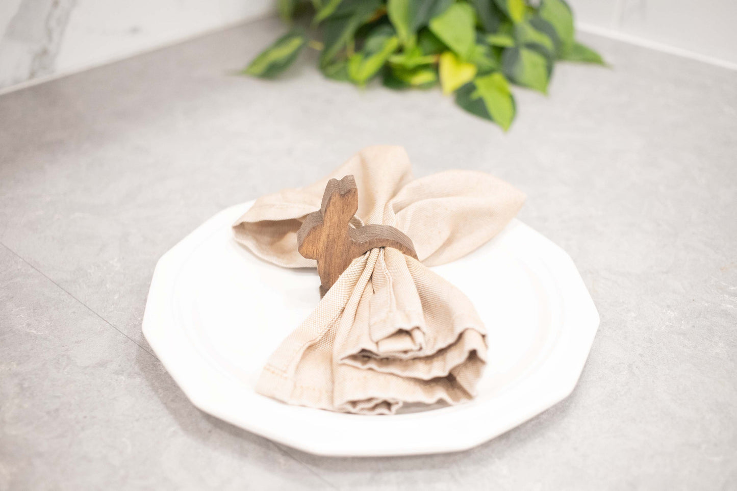 Easter Bunny Napkin Rings, Wood Easter Rabbit Table Decor - ZYTU