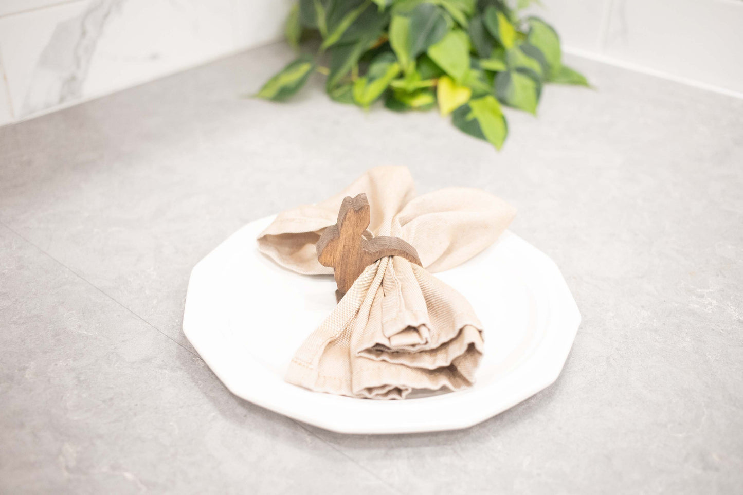 Easter Bunny Napkin Rings, Wood Easter Rabbit Table Decor - ZYTU