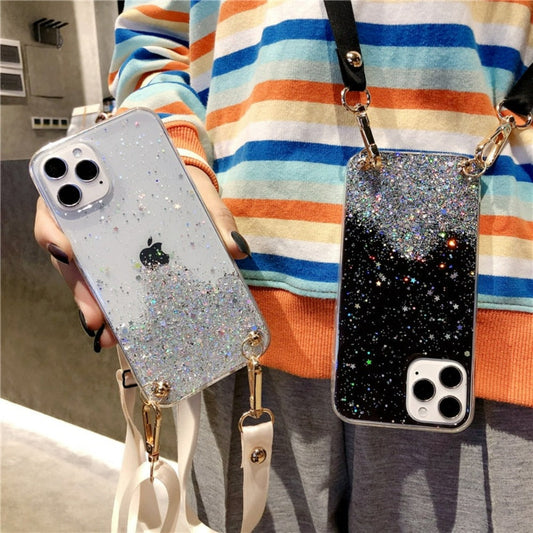 "Unleash Your Inner Sparkle: The Ultimate iPhone Protective Case with Strap - Perfect for On-the-Go Fashionistas!"