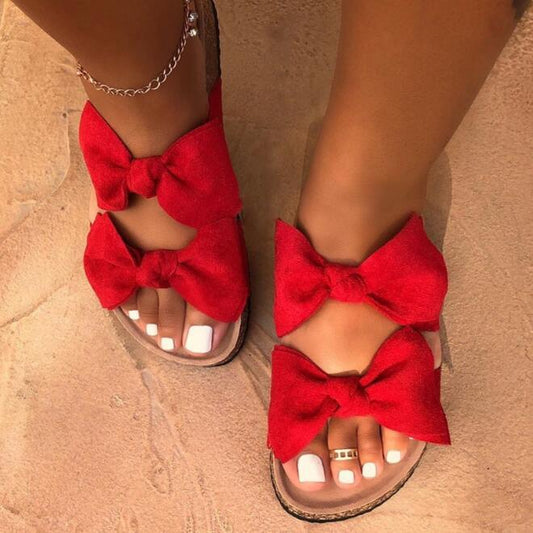 "Step into Style: The Ultimate Guide to Our Women's Red Comfort Bow Slide Sandals"
