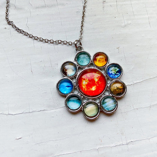 "Shine Bright with our Solar System Halo Pendant - A Celestial Beauty for Your Jewelry Collection"