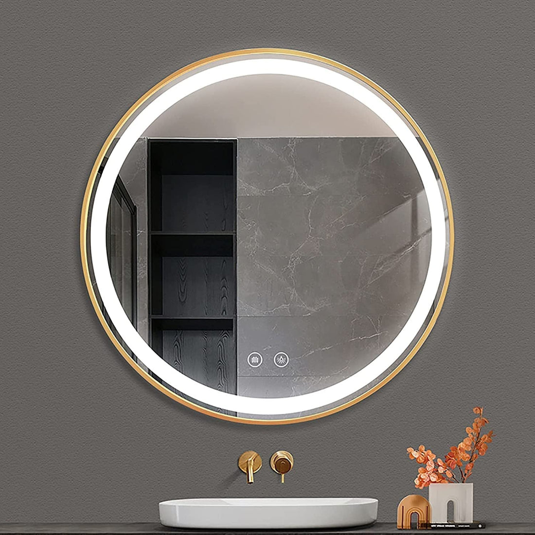 "Transform Your Bathroom with our Stylish Smart Mirror in a Sleek Black Metal Frame - Shop Now at Zytu!"