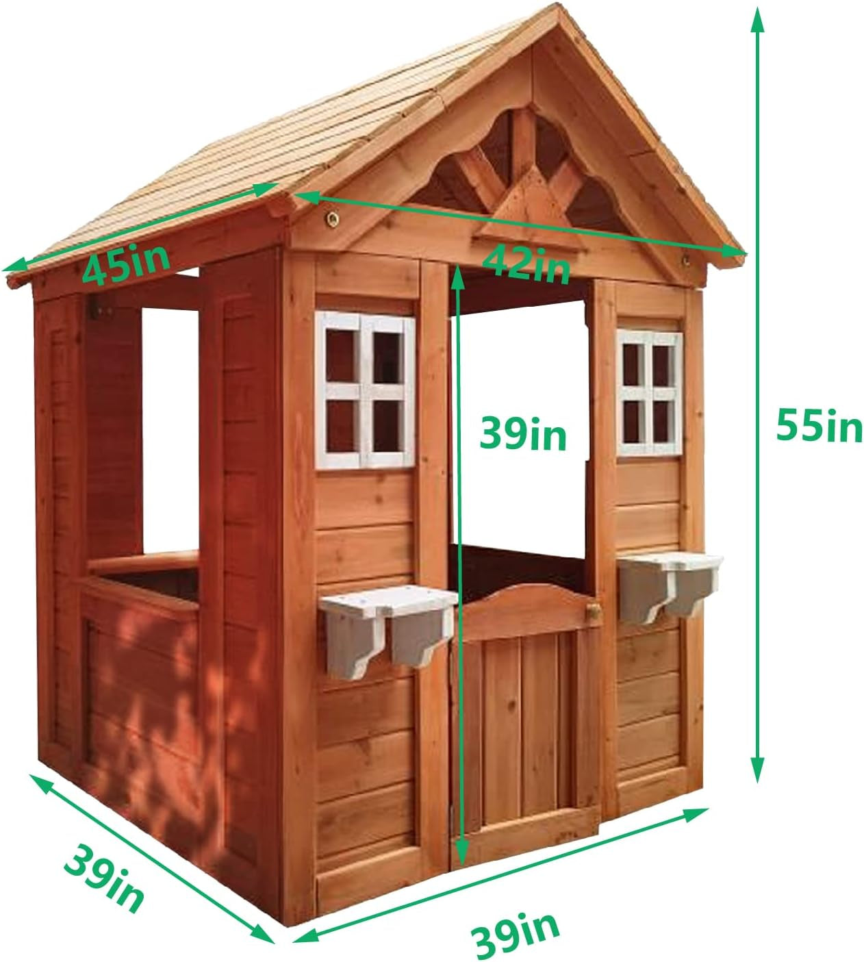 Wooden Playhouse for Age 3-6 Years Boy Girl, Outdoor Cottage Playhouse