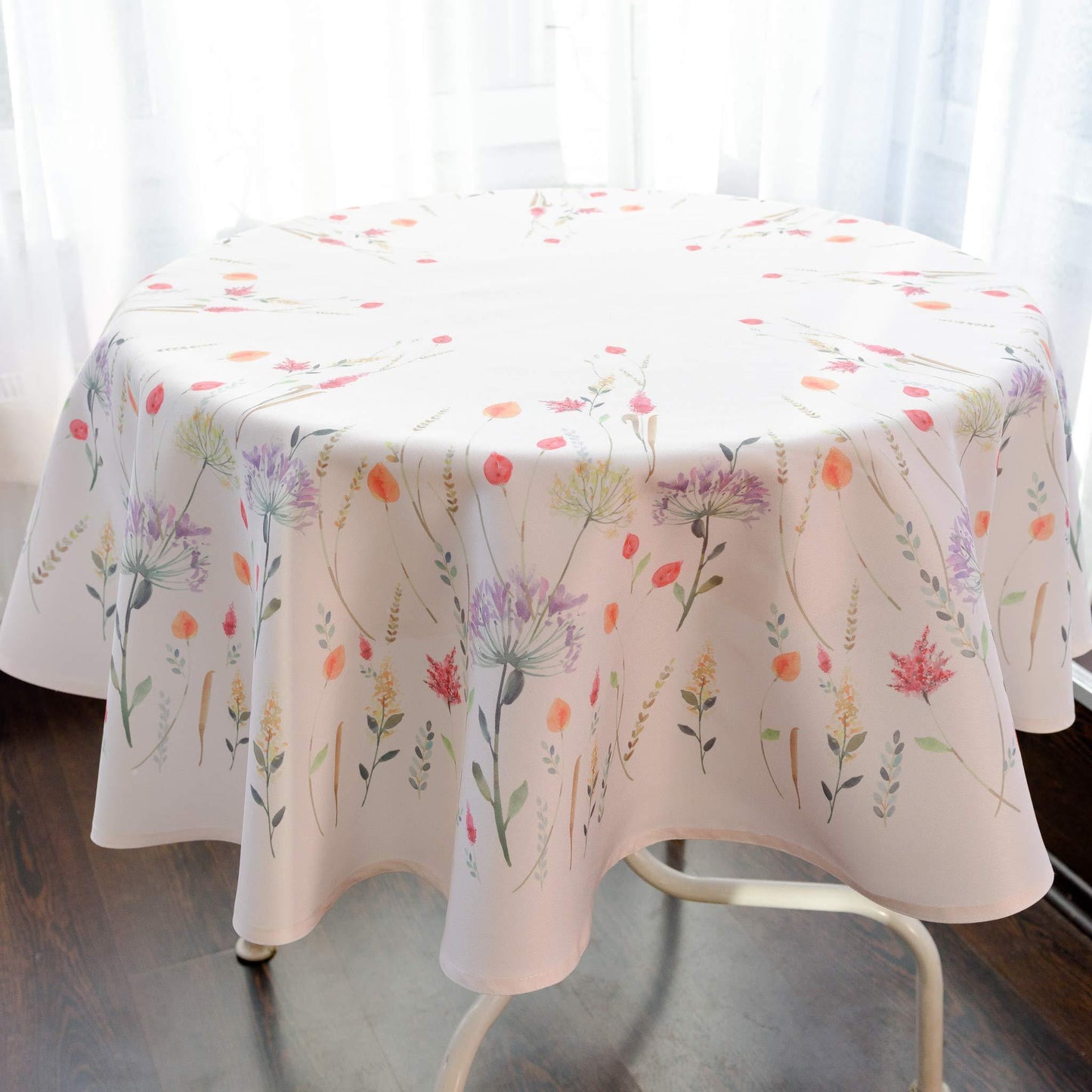 Finest Floral Coloring Round Easter Tablecloth Non Iron Stain