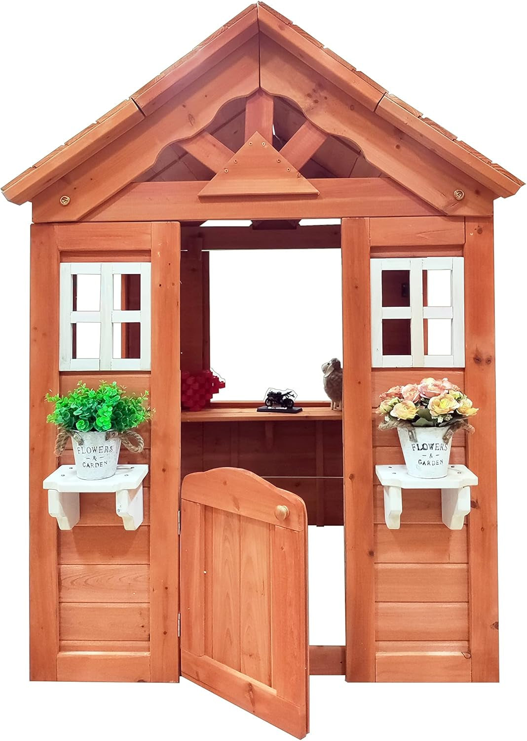 Wooden Playhouse for Age 3-6 Years Boy Girl, Outdoor Cottage Playhouse