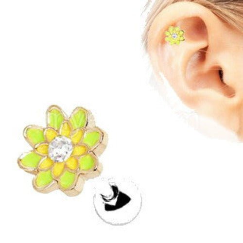 316L Stainless Steel Spring Flower Cartilage Earring