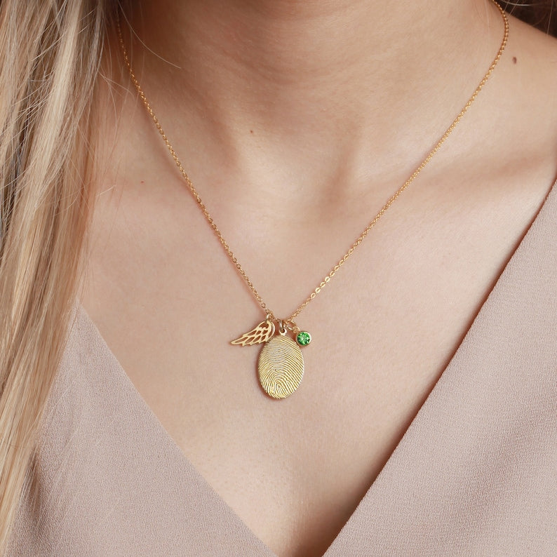 Fingerprint Necklace, Fingerprint Jewelry With Birthstone - ZYTU