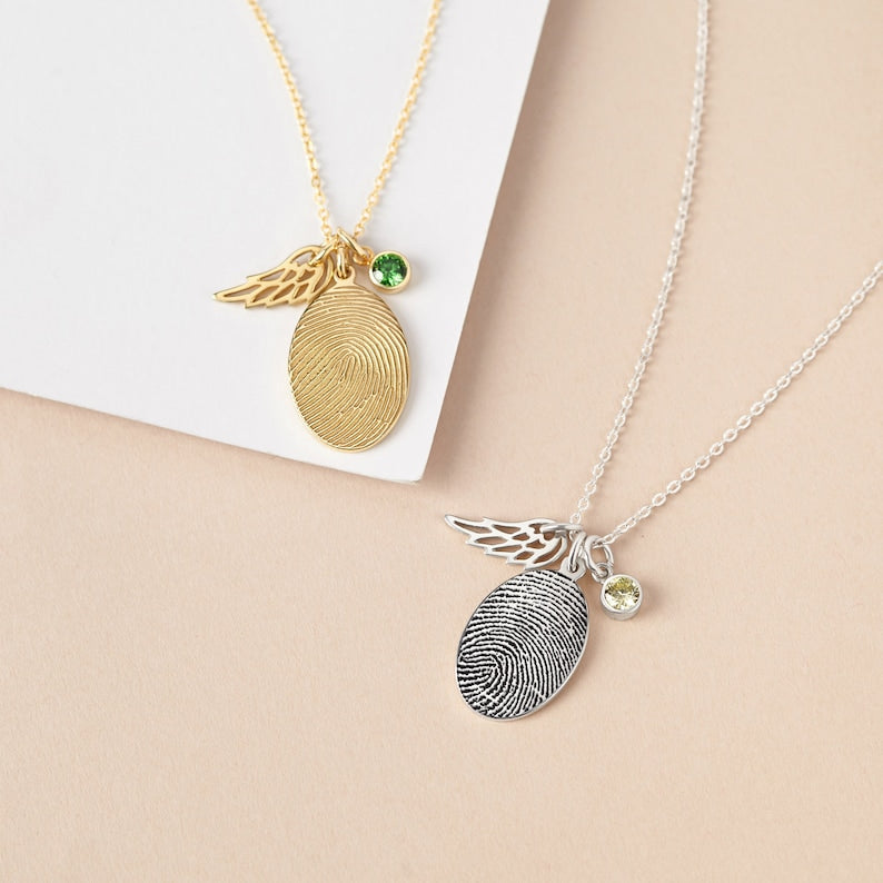 Fingerprint Necklace, Fingerprint Jewelry With Birthstone - ZYTU