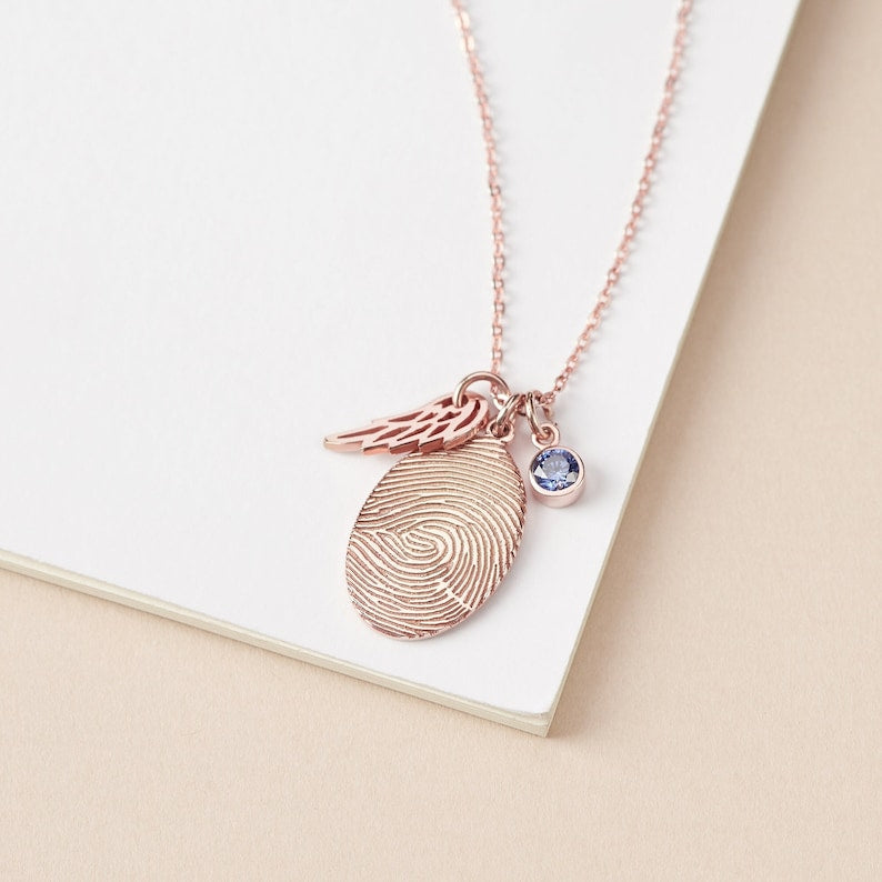 Fingerprint Necklace, Fingerprint Jewelry With Birthstone - ZYTU